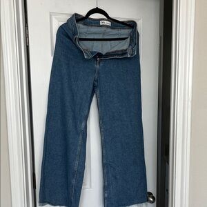 Zara Dark Blue Wide-Leg Denim Jeans